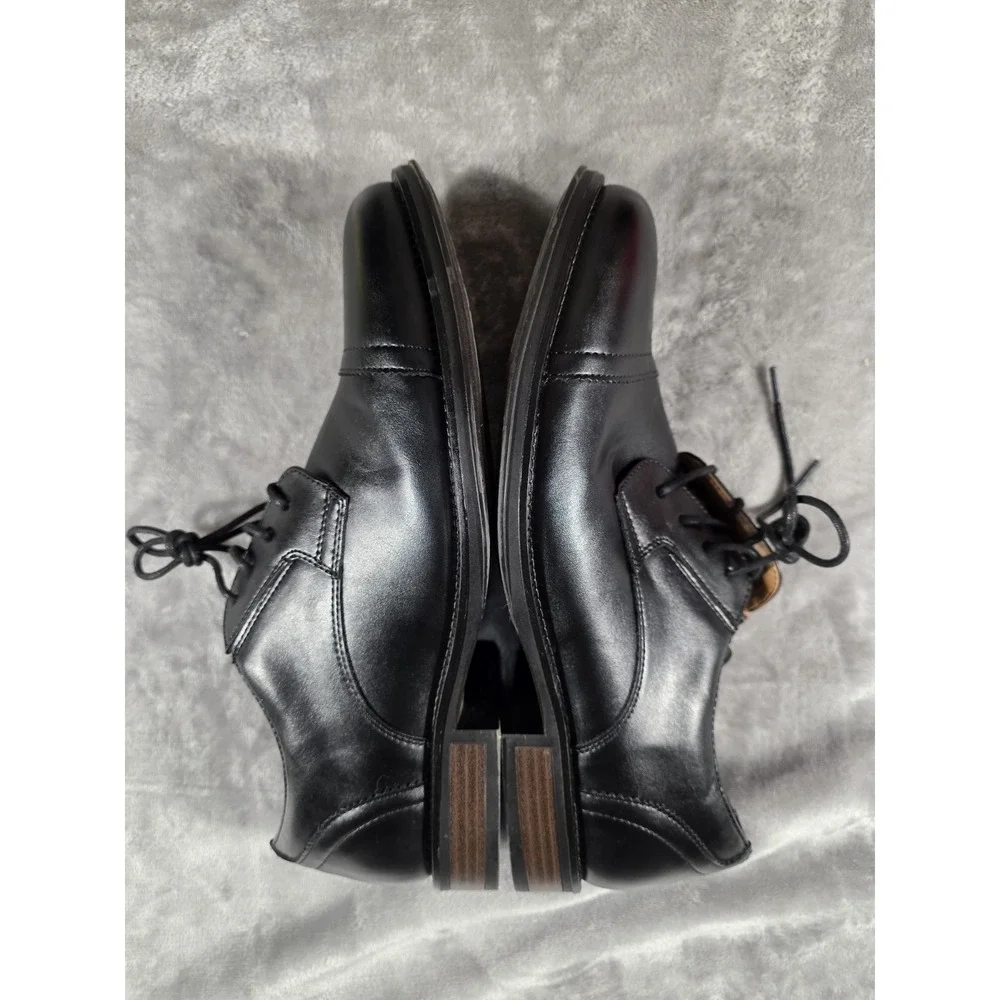 Dockers Gordon Black Faux Leather Cap‎ Toe Oxford Dress Shoes Men's 9 Wide